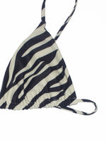 Women's Zebra Stripe Print Bikini Set Casual Sexy Backless Tie Swimwear Top Beach Vacation Two-Piece Swimsuit