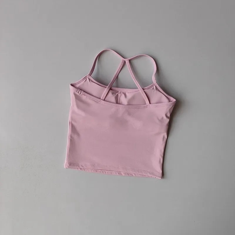Women's Slim Fit Nude Sports Bra Yoga Fitness Vest Skin Friendly Pilates Top Beautiful Back Design Suspension Yoga Fitness Top