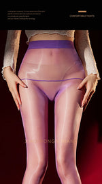 Aurora Pantyhose Transparent Waist Seamless Sexy Shiny Ultra-thin Open Crotch Pantyhose Smooth Pure Desire For Woman 85BT