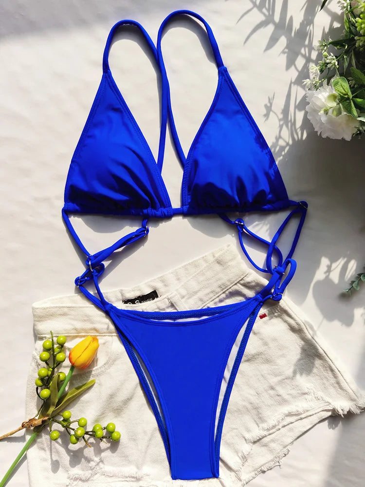 Extreme Mini One Piece Swimsuit Women G String Shiny Swimwear Female Micro Thong Monokini Bather Backless Bathing Suit Swim wear