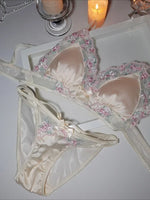 MOYISU Luxury Chinese Style Pure Desire Girl Bra Thin Triangle Cup Purple Embroidery Light Luxury Silk Sexy Lace Underwear Set