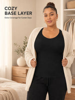 Women's Plus Size Wireless Seamless Bra Tank Top with Removable Pads Wide Straps Ribbed Breathable Thermal Warm Vest for Sports