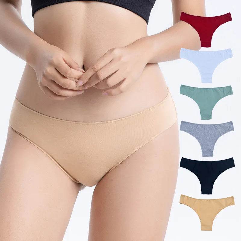 1Pc Women Cotton Brazilian Panties Seamless Underwear Low Waist Briefs Female Underpants Breathable Bikini Sexy Lingerie M-XL
