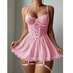 Soild Lingerie Erotic Nightwear Womens' Nightdress Sexy Pajamas Lace Nightclub Fun Underwear Hollow Backless Ladies Nightgown
