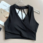 Women's Cross Back Sports Bra Shock Resistant Gathered Sexy Gym Running Bra Summer Yoga Vest Outdoor Comfortable Fitness Wear