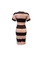 Summer women's fashionable lapel contrasting color slim fit slit dress