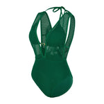 S - XL Deep V Neck Knit Fish Net Mesh Women Swimwear One Piece Swimsuit Female Monokini Backless Bather Bathing Suit Swim V7832