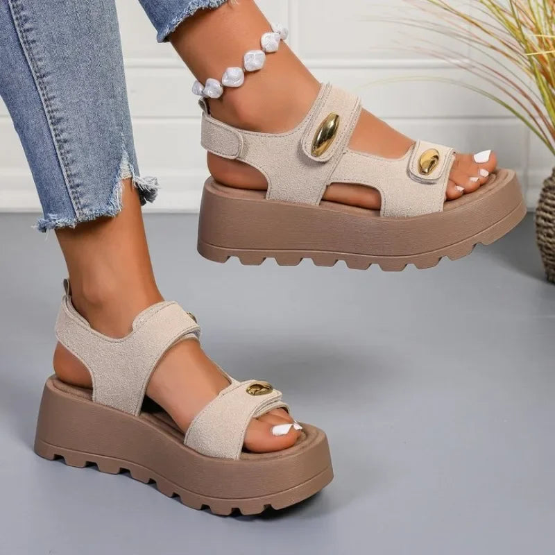Summer Chunky Sandals Women's Wedge Heels Slides 5cm High Heels Platform Casual Woman Beach Thick Bottom Sandals