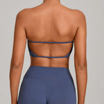 Padded Backless Bandeau Sports Bra Gym Women Crop Tube Top Seamless Yoga Top Sexy Workout Sportswear Push-up Fitness Underwear