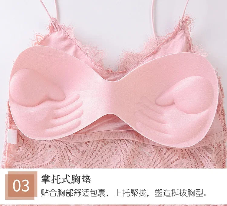 Women Floral Lace Bra Female Underwear Sexy Lingerie Lace Top Removable Pads Non-wire Solid Color Bralette Push-Up Brasieres