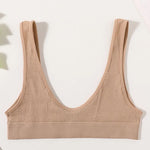 Ribbed Seamless U-Back Bralette Women's Push Up Tube Tops Wire Free Plunge Underwear Sexy Lingerie Small Cup Intimates M-XL