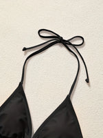 Women Bikini Set Solid Color Triangle Halter Neck Tie Side Two Piece Swimsuit Adjustable String Swimwear for Beach Vacation