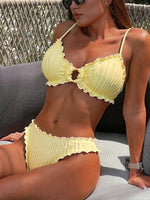 2026 Wrinkled Ruffled Frilled Bikini Female Swimsuit Women Swimwear Two-pieces Bikini Set Bather Bathing Suit Swim Beachwear