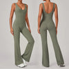 Women's Seamless Yoga Jumpsuits Sports Fitness Sleeveless Hip-lifting Flared One-piece Workout Gym Training Slim Fit Bodysuits