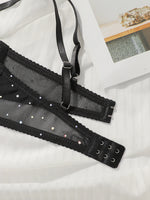 Sparkling sexy ultra-thin mesh underwear set with large chest and small display steel ring support anti sagging bra set YS3034