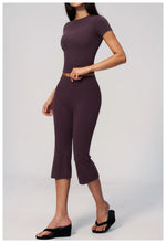 Yoga Set for Women High Waist Hip Lifting Tight Mid Pants Fitness Suit Short Sleeve O Neck Slimming Sports T Shirt Athletic Wear
