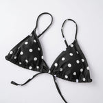 Women 4 Piece Swimsuit Dots Print Bikini Sets Bra Thongs Sheer Pants Cover-ups Scarf Bathing Suit for Beach Pool