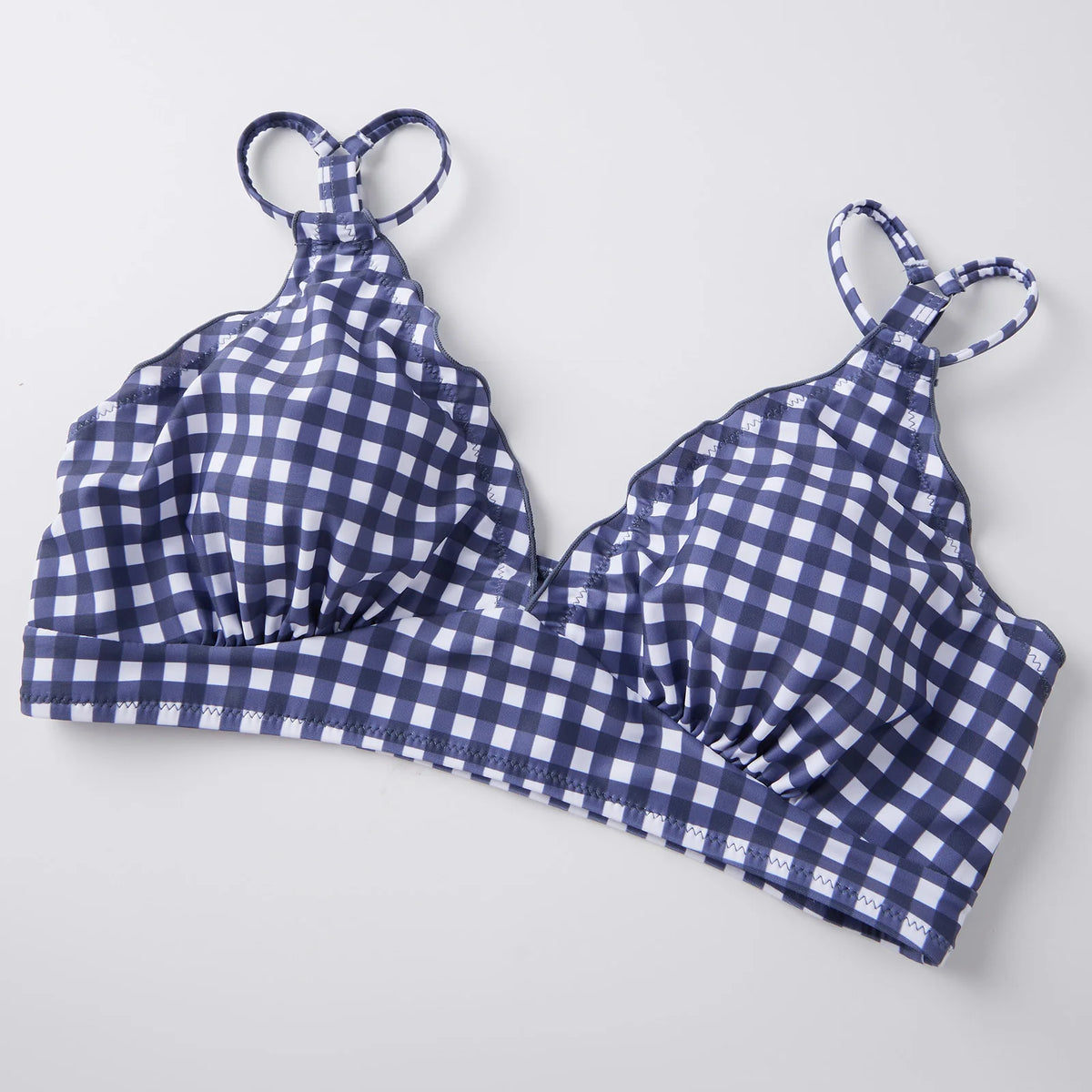 Women 2 Piece Bikini Set Striped/Plaid Swimsuits V Neck Bra and High Rise Thongs Casual Bathing Suits for Beach Pool