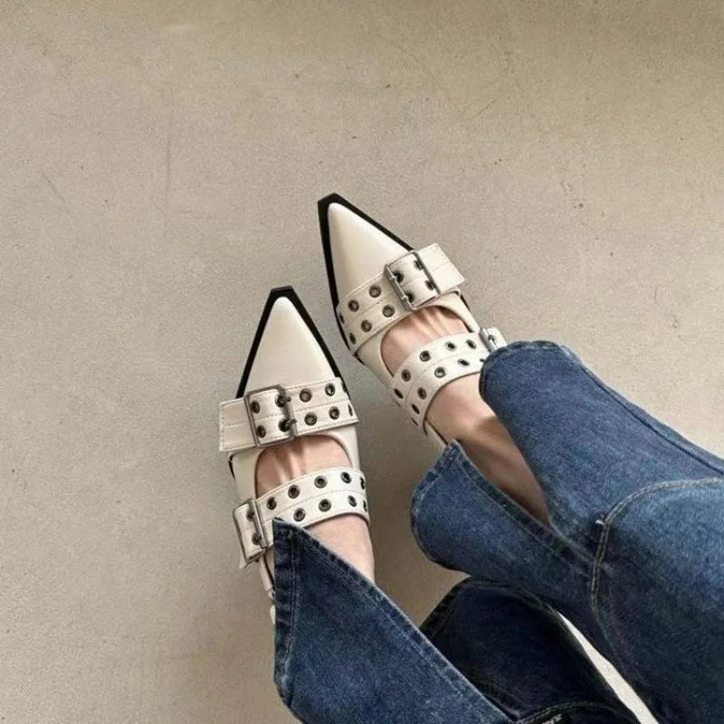 Pointy Mary Jane Shoes for Women 2026 Summer Model with Skirt Small Leather Shoes Retro Chunky Single Shoes for Women