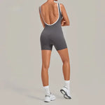 Women's Seamless Yoga Jumpsuits Sports Fitness Gym Sleeveless Backless Hip-lifting Shorts One-piece Training Workout Jumpsuit