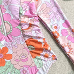 Pink Floral Print Surf Swimwear Women Front Zipper Long Sleeve Sunscreen Holiday One Piece Swimsuit Bathing Suit Monokini 2026
