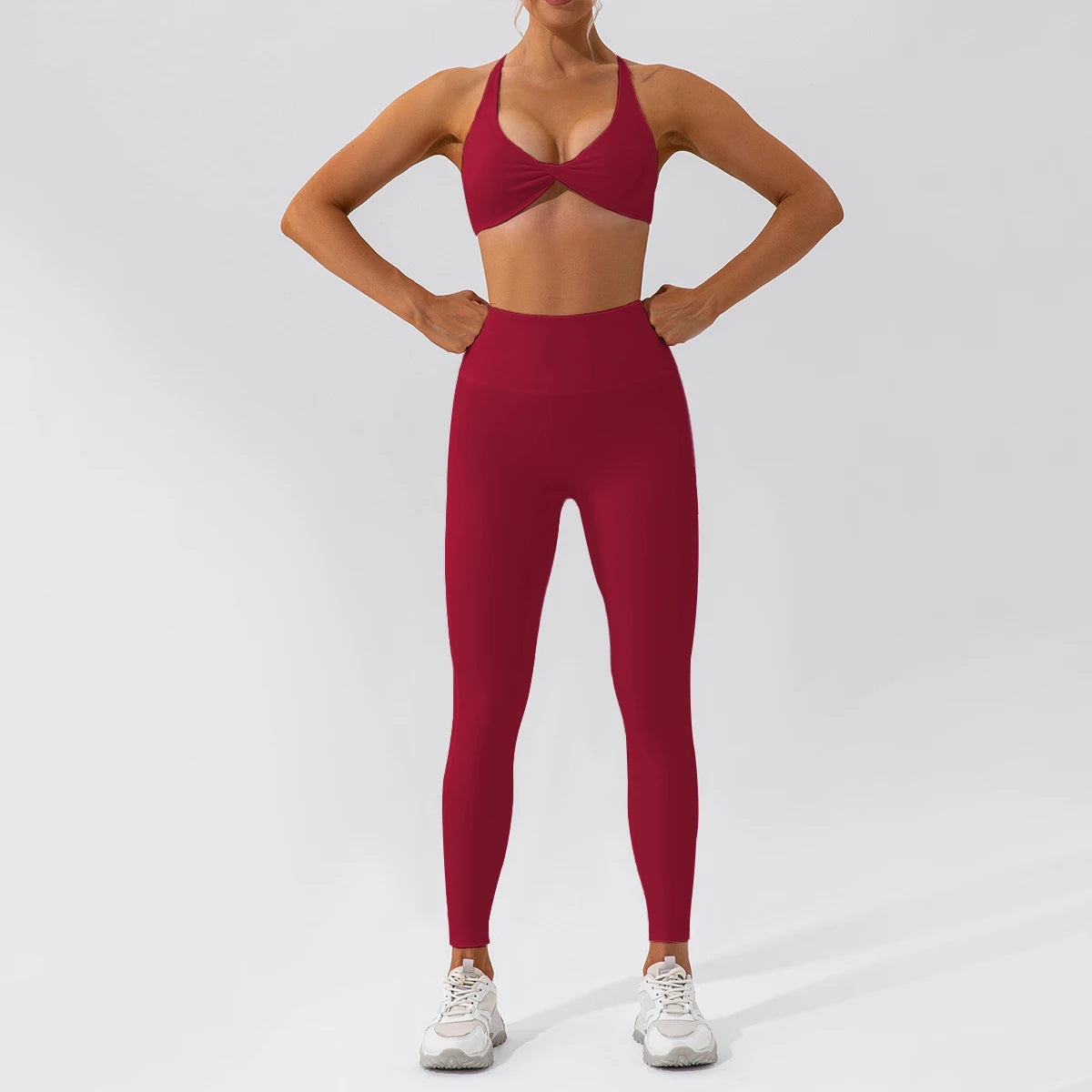Hearuisavy Summer 2PCS Long Sleeve Gym Set Women Yoga Clothes Quick-Drying Sportswear Running Leggings Workout Sports Crop Top