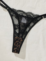 French style leopard print mesh sheer nightgown, sexy lace-edge deep V strap nightgown with T-shirt two-piece set ZA825233
