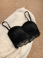 Elegant Luxury Lace Satin Bra for Petite Small Bust Women Sexy Gathered Back Design Push Up Comfort Soft Intimate Lingerie