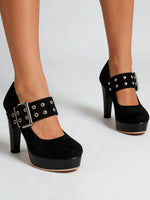 2026 Big Size 33-43 Retro Black Office Lady Buckle Strap Mary Janes Platform Pumps Elegant Red 10.5cm High Heels Shoes Women