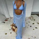 Sexy Solid 3 Piece Micro Bikinis Women Swimsuit 2025 New Swimwear With Long Sleeve Bathing Suit Beachwear Biquini Female