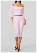 Fashion Mid Sleeve T-shirt Yoga Suits Tight Fitting Slim Sports Tops High Waist Peach Hip Mid Pants Gym Running Fitness Outfits