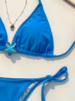 Cute Yellow String Halter Triangle Micro Bikini Thong Femmes Sexy Swimsuit Women Flower Swimwear 2026 Bikinis Sets Bathing Suit