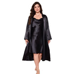 PLUS SIZE Wedding Bride Long Robe Nightgown Set Silky Satin Sleepwear Female Kimono Bathrobe Gown Loose Home Clothes 3XL 4XL 5XL