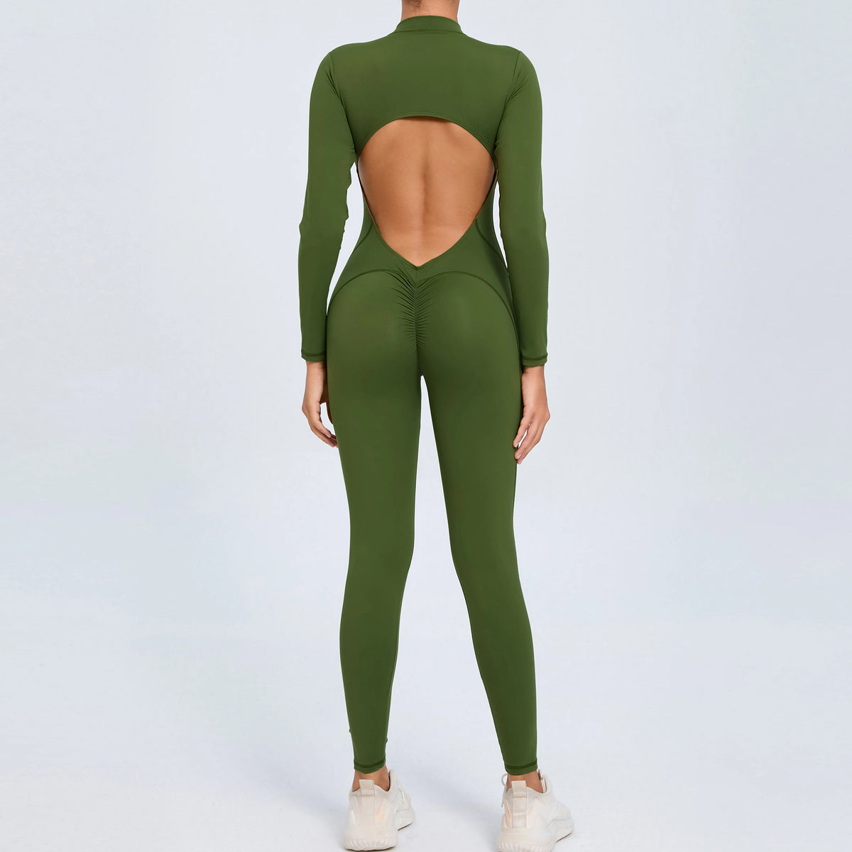 Women Sportwear Yoga Jumpsuit Zip Long Sleeve Back Open Outfit Fitness Tracksuit Tight One-piece Gym Overalls Sports Bodysuit