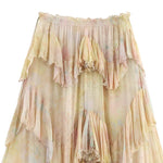 Women's Printed Layered Skirt Pastel Watercolor Print Tiered Ruffled Skirt Elastic Waist Chiffon Summer Skirt For Women 65EU
