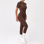 With Zipper Hollow Back Yoga Jumpsuit Sportswear Women Gym Clothes Running Fitness Yoga Backless Bodysuit