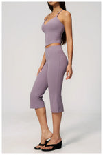 Summer New Yoga Clothing Women Solid V Neck Slim Sports Tank Top Athletic Wear High Waist Butt Lift Mid Pants Gym Fitness Suits