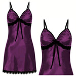 Sexy Nightgown Women's Lace Trim Sleepwear Ribbon Tie Chemise Lingerie Adjustable Strap Nightdress Silky & Comfortable New