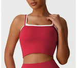 Women's Seamless Yoga Vest - Fake Two-Piece with Backless Removable Padded Sports Bra Stretchy Running Fitness Tank Top
