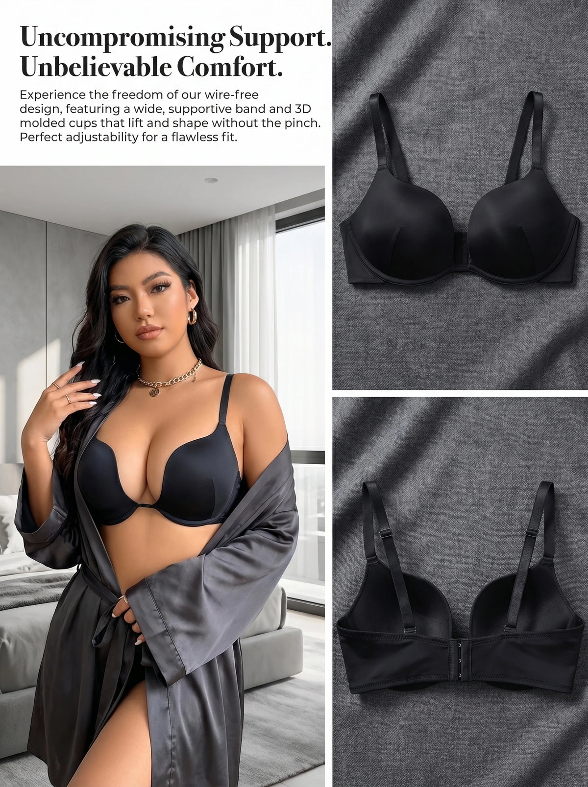 Plus Size Underwire Bra Women 3/4 cup Push Up Brassiere Large Bust Support Steel Bone Lingerie Sexy Lace Daily Wear B2813