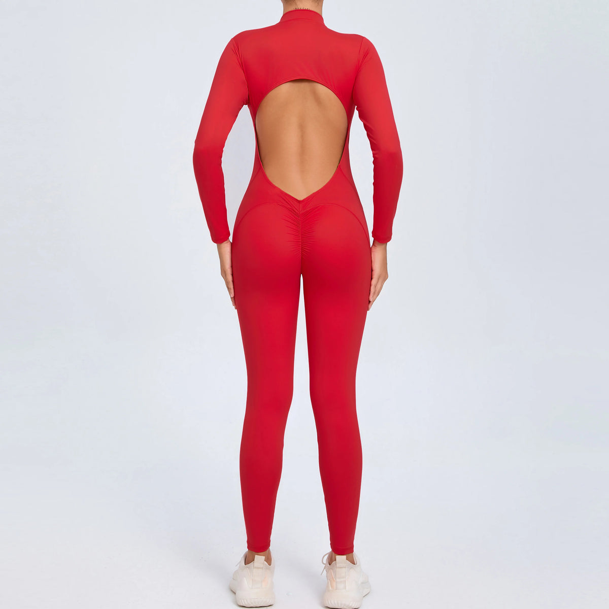 Women Sportwear Yoga Jumpsuit Zip Long Sleeve Back Open Outfit Fitness Tracksuit Tight One-piece Gym Overalls Sports Bodysuit
