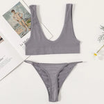 Women Seamless Bra And Panties Set U-Neck Push-Up Bra Brazilian Thongs Low-Waist T-Back Female Underwear Sexy Lingerie Set