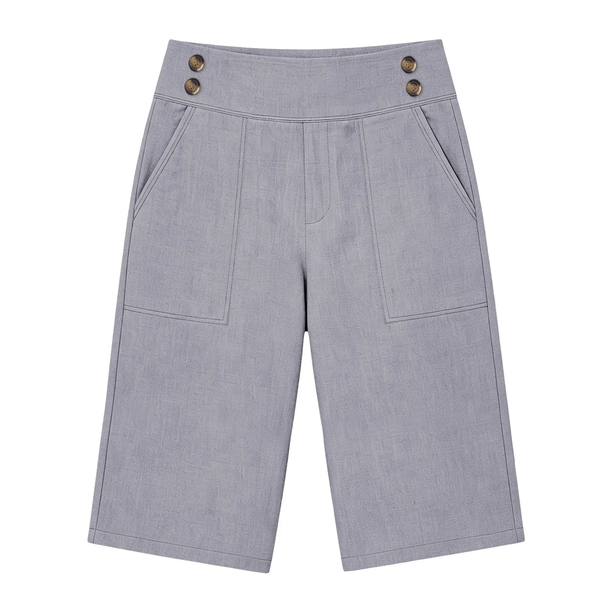 Women's High Waist Cotton Linen Bermuda Shorts Double Breasted Wide Leg Casual Shorts With Pockets Loose Fit Office Summer Short
