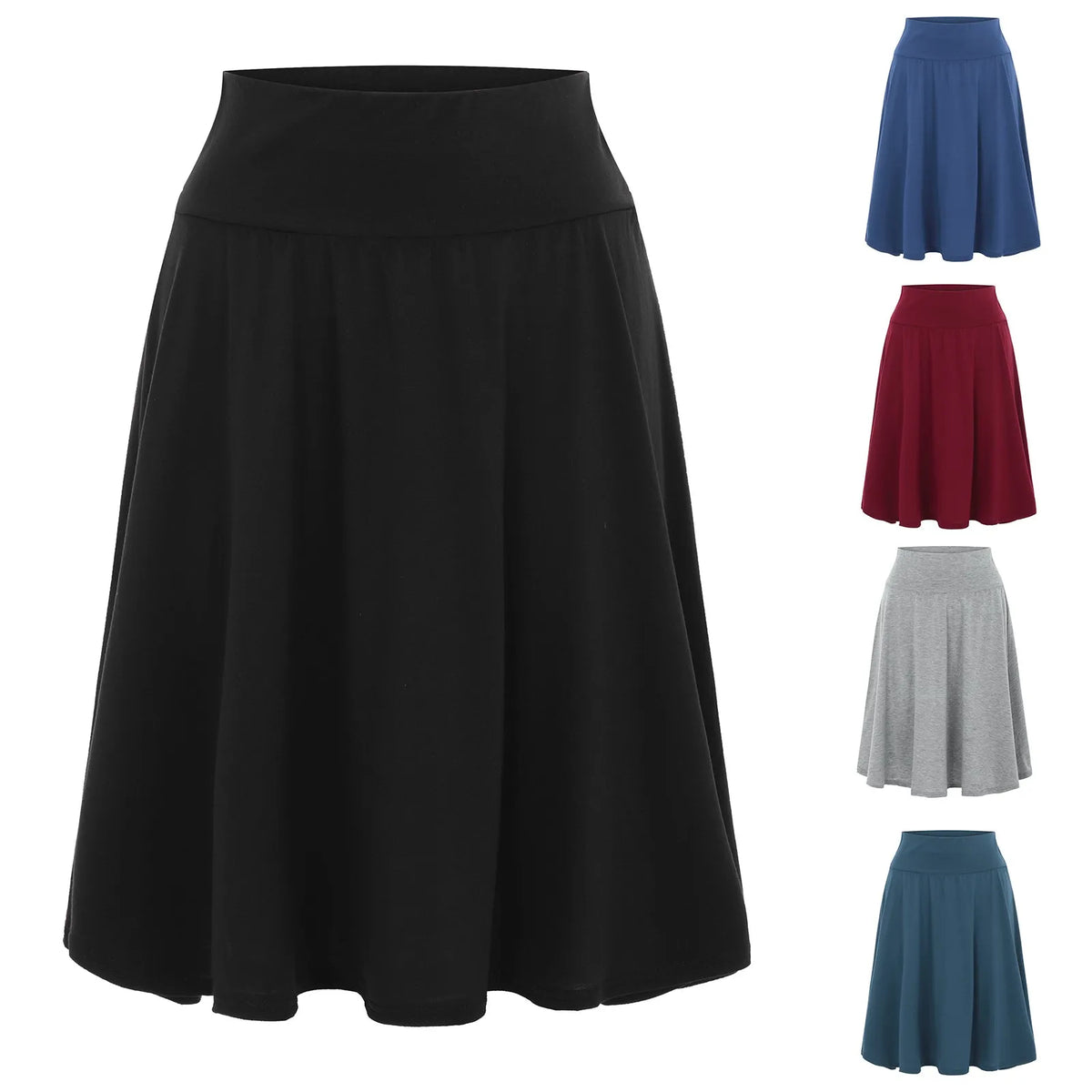 Women's Solid Color Casual High Waist Elastic Midi Skirts Spring Summer All Match Korean Ruffle Short Skirt Office Lady Faldas