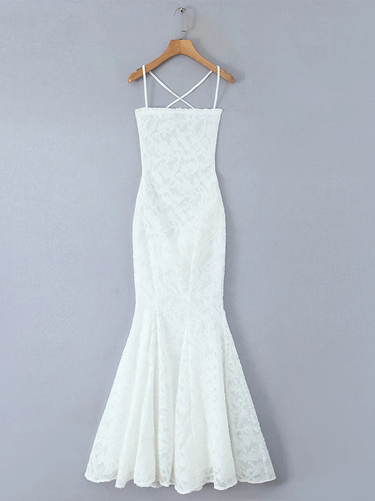 Backless Lace Up Trumpet White Party Dress Vestidos Para Mujer Sexy New in Long Dresses 2025 Spring Summer Elegant Sundress