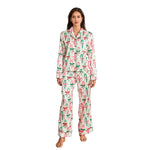 Women Christmas Pajamas Set Bow/Santa/Tree Print Long Sleeve Shirts Tops and Pants Sleepwear 2 Pieces Loungewear Suits