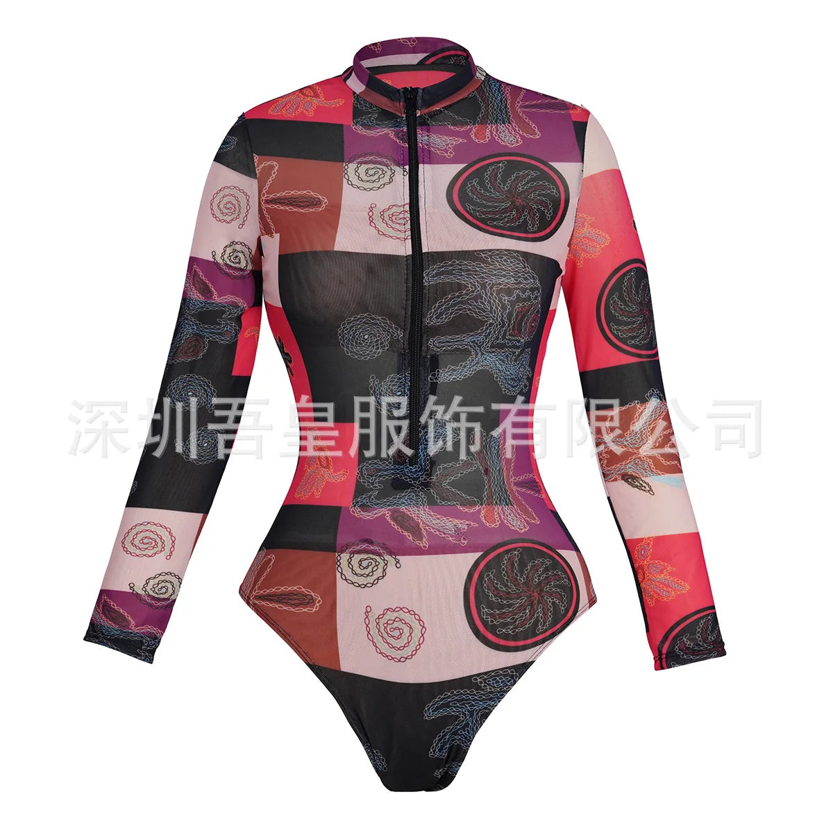 One Piece Sun Protection Swimwear 2026 Women Long Sleeved Print Swimsuit Female Sports Bather Swimming Bodysuit Beach With Pants