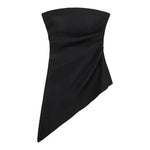 HH Elegant Women's Strapless Ruched Side Top Asymmetrical Hem Crop Tube Top for Vacation Wedding Guest Evening Wear