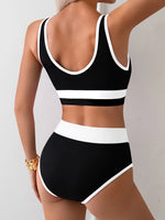 Vintage Black Pink Patchwork Bikini Set 2025 Women Sports Push Up High Waist Swimsuit Summer Bathing Suit Pool 2 Piece Swimwear