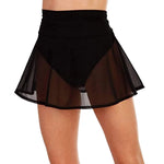 Women's Sheer Mesh A Line Mini Skirts High Waist Sheer Swimwear Cover Up Ruched Waist See Through Flowy Chiffon Wrap Mini Skirts